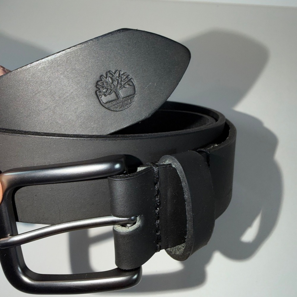 Timberland Mens Black Eco-Conscious Better Leather Belt Size 48 Assembled in USA